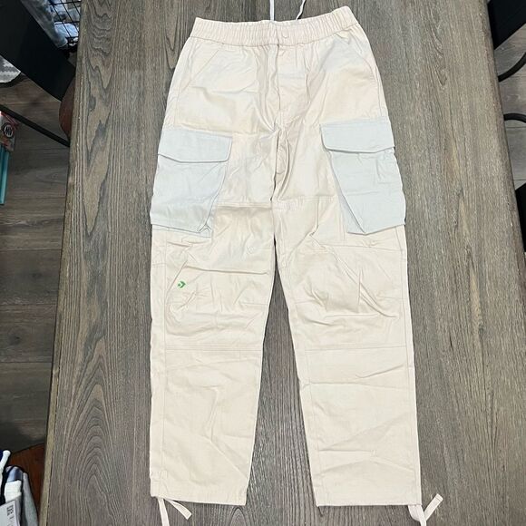 NWOT Converse Mens Cream White Cargo Jogger Pants Size M - Picture 1 of 10